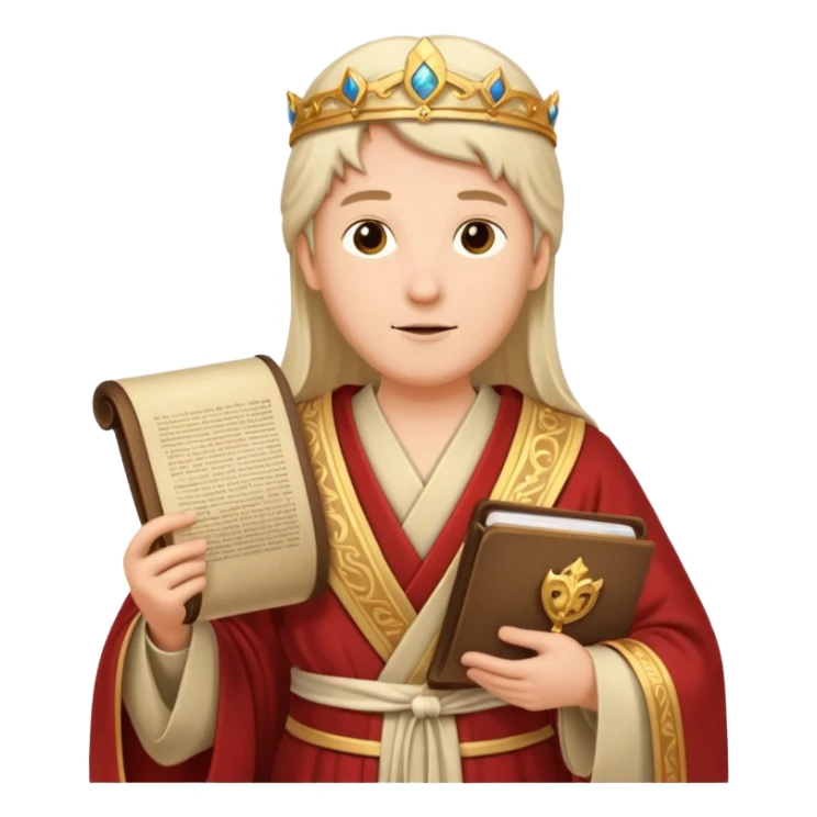 Elegant noble in long robes with tall hat, holding a scroll of orders. sticker