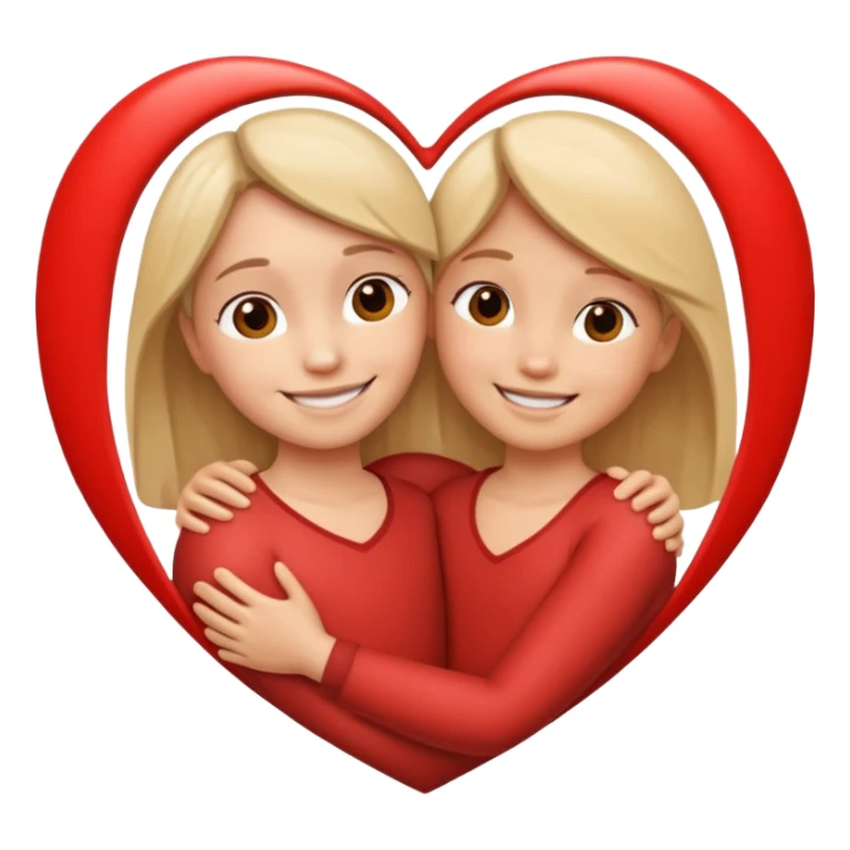 two figures, adult and child, inside a heart sticker