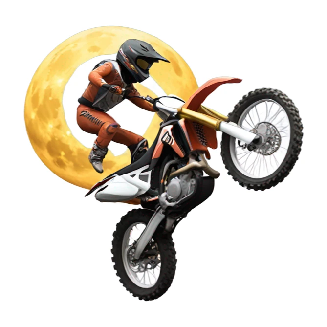 Motocross rider jumping over the moon sticker