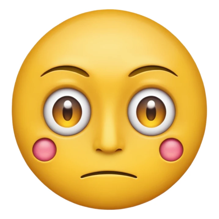 one eye looking left, the other eye looking right, emoji style, yellow face sticker