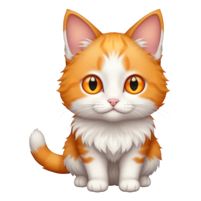 full body small short hair ginger and white cat with orange eyes  sticker