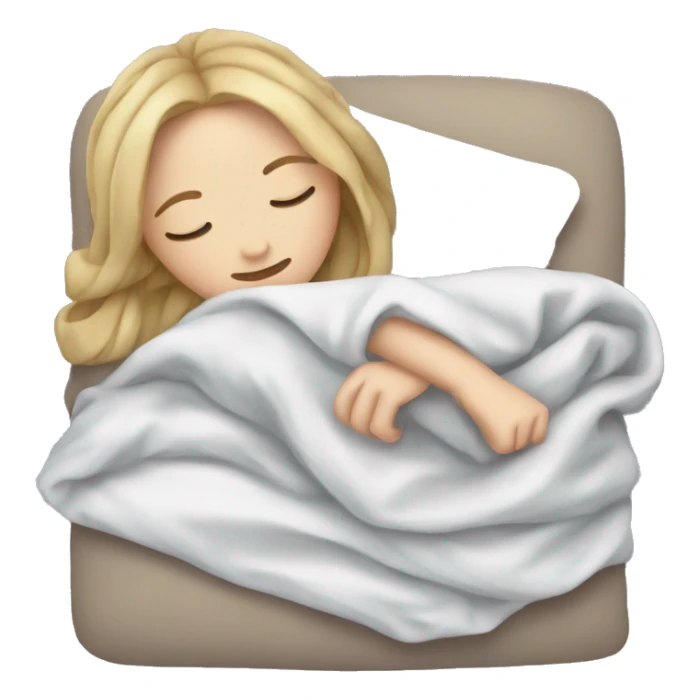 White girl sleeping in folded blanket sticker