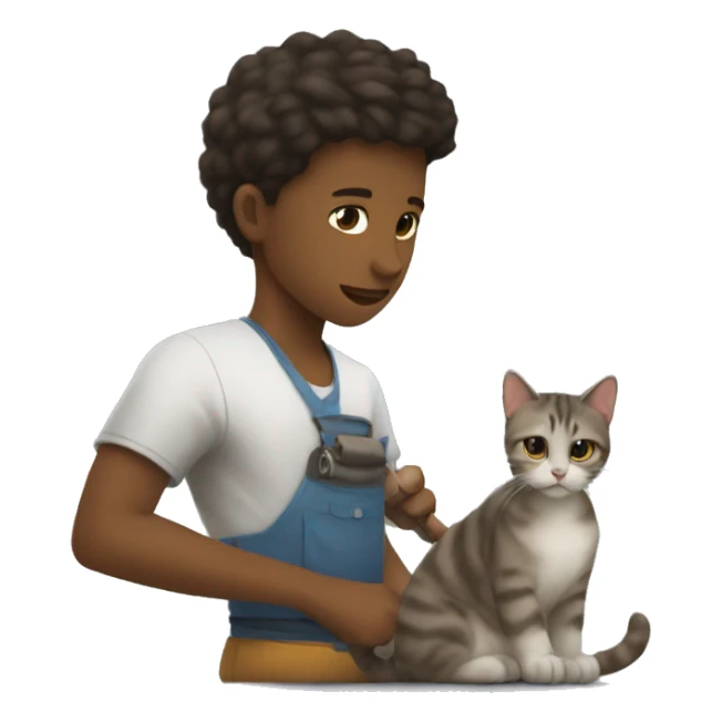 Un joven cargando a un gato sticker