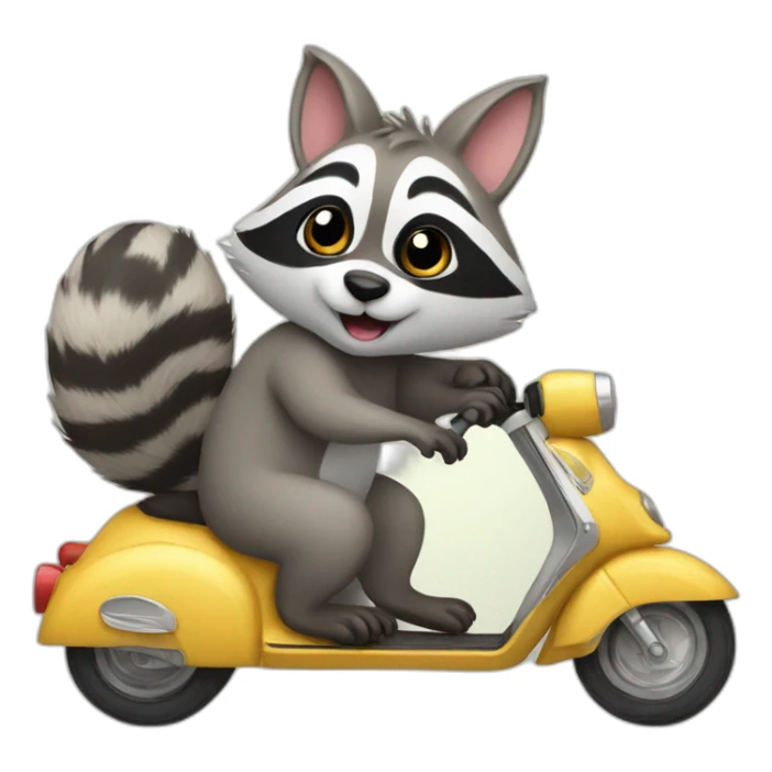raccoon and bunny on a scooter sticker