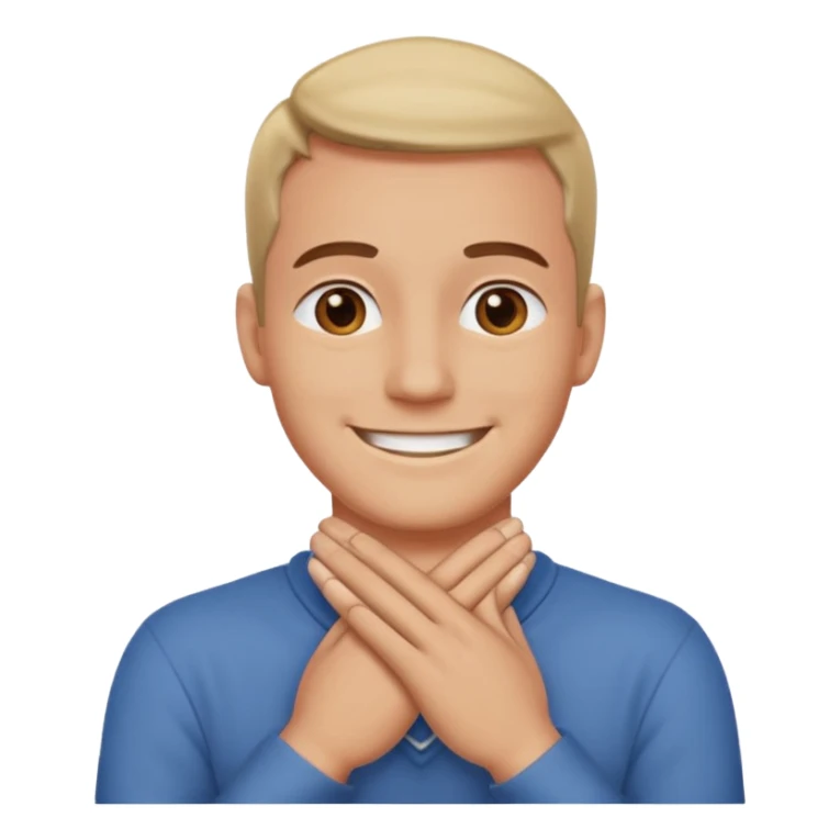 Man with hands gripped around NECK crossed like he is choking while smiling sticker