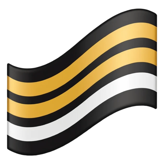 a tricolor flag with three equal horizontal bands of black, white and gold. sticker