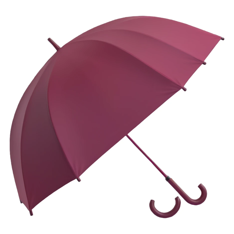 burgundy umbrella with a transparent canopy in 3D emoji style sticker