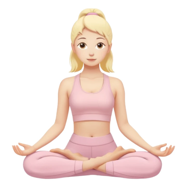 pastel beige pink yellow tones, soft grain texture, no background, minimal flat design, relaxed young woman doing yoga pose, gentle feminine mood, cozy pinterest aesthetic sticker