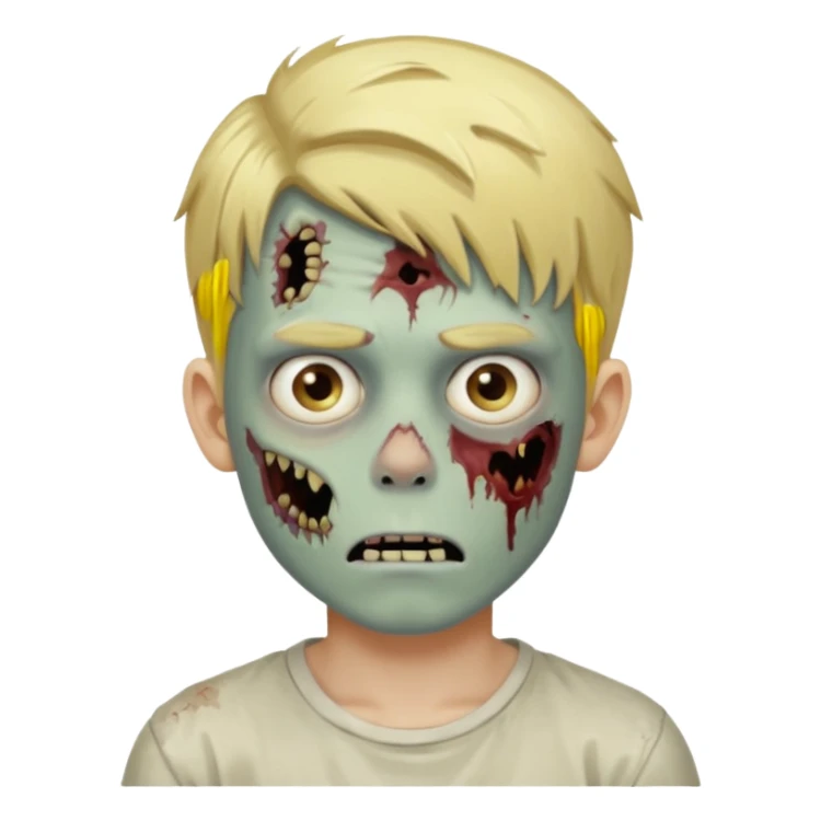 boy zombie with blonde hair no expressions 19 years sticker
