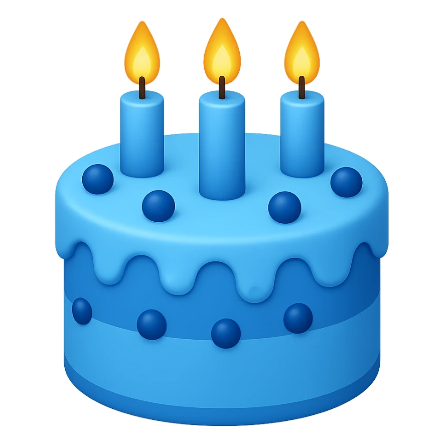 emoji blue cake with candles sticker