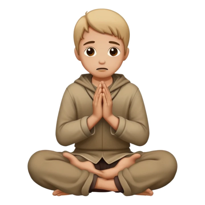 person on their knees begging with hands clasped together and pleading expression sticker