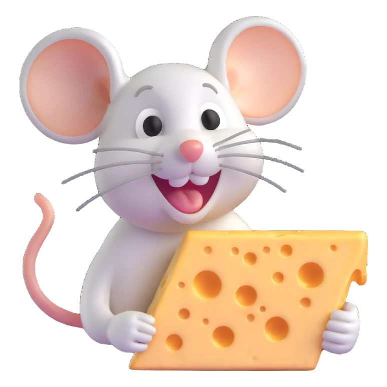 Jerry mouse from Tom and Jerry cartoon happily eating cheese sticker