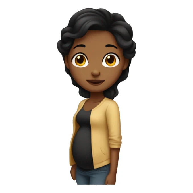 Brown girl with black hair pregnant  sticker