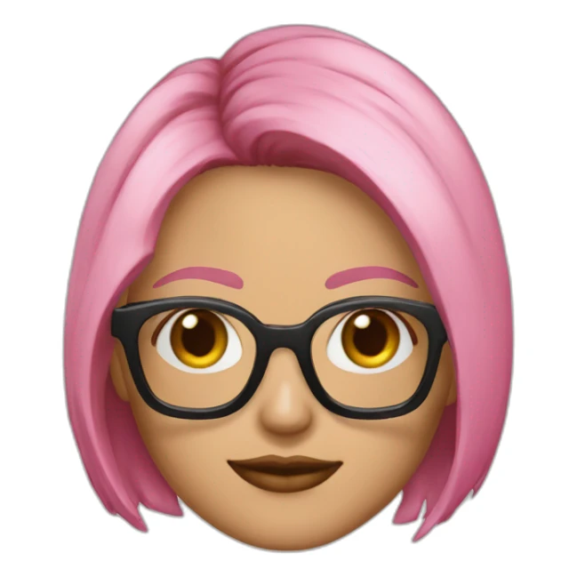 Mujer pelo color marrón corte bob , gafas rosas sticker