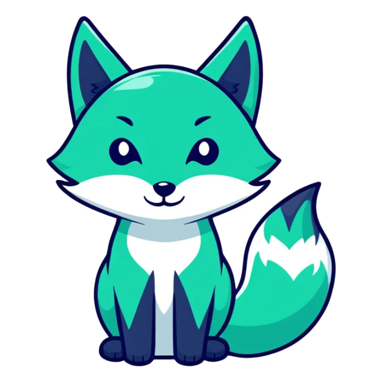 Blue fox with green heart eyes  sticker