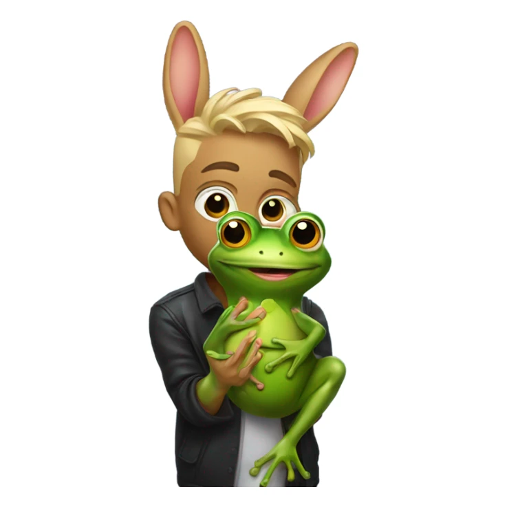 Artist BadBunny holding frog sticker