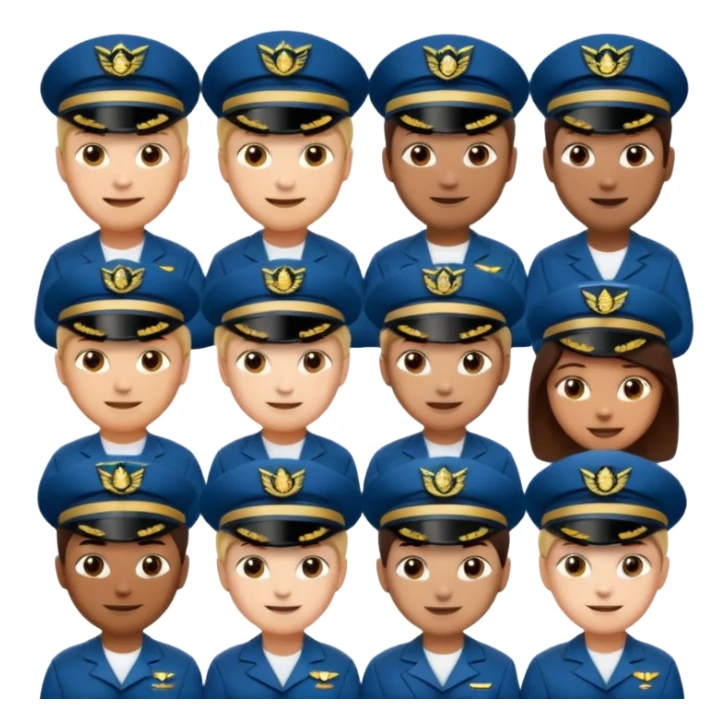 emoji style ship crew where everyone is a capitan less cartoony sticker