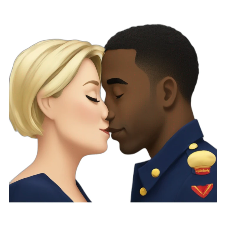 marine le pen kissing a black man sticker