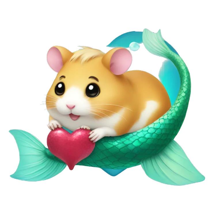 hamster with heart with mermaid tail sticker