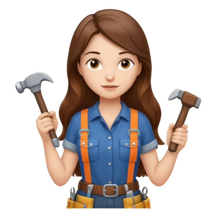 beautiful girl with long brown hair building new kitchen sticker