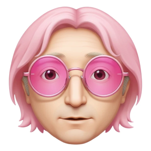 pink round glasses, circular frames with pink gradient lenses, john lennon style sticker