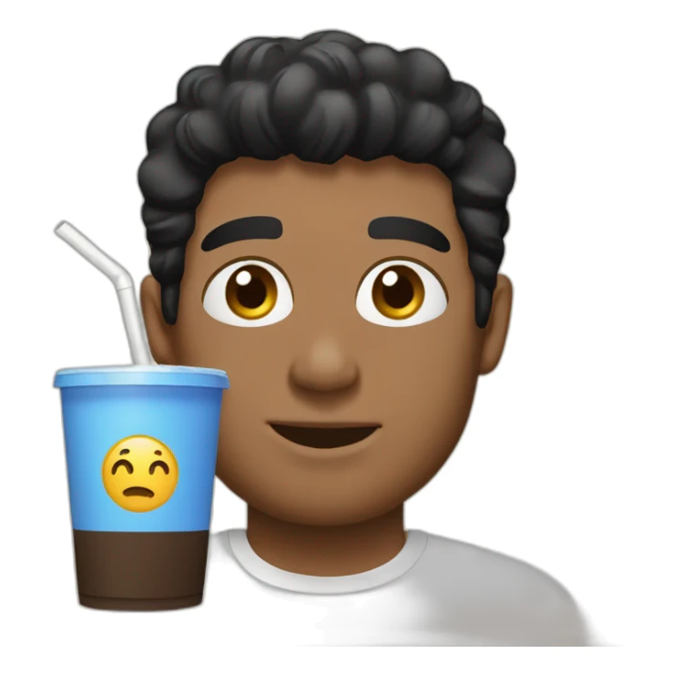 white guy black hair  drinking Beverage Box straw sticker