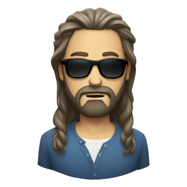 A man with long hair and Beard with sunglass angry sticker