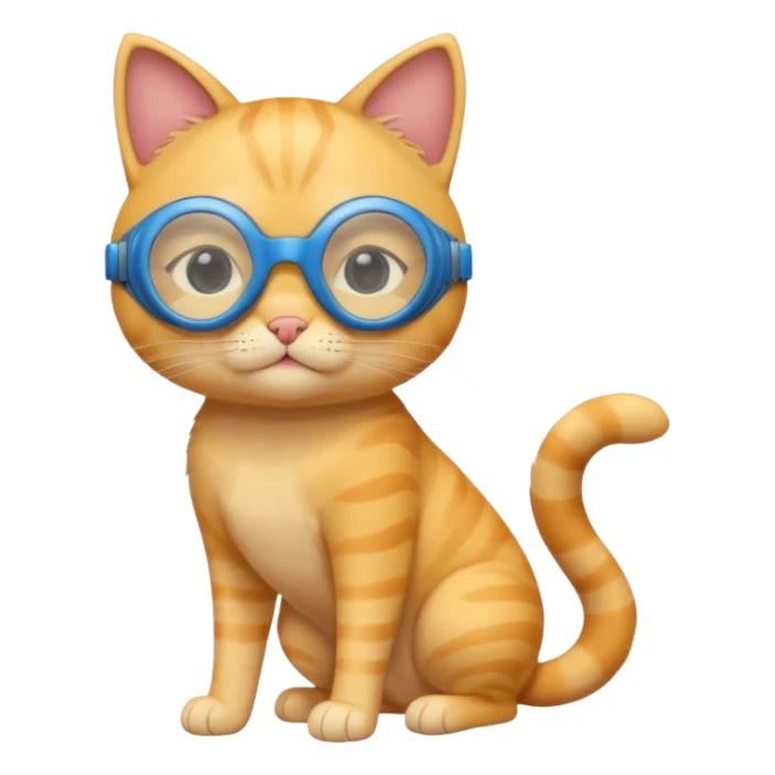 cute yellow lazy cat with full body with blue goggles and no clothes sticker