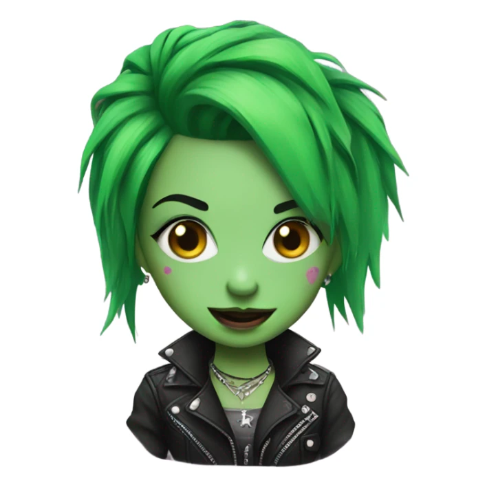 punk girl with piercings and green hair sticker