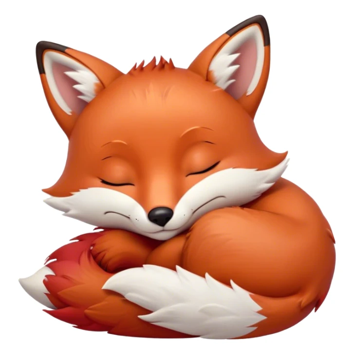 Meme-Worthy Cute Sleeping Fox Portrait Emoji, Head resting peacefully with a contented smile, showcasing a lithe build and a luxuriously soft red Fur with gentle white accents, eyes shut in a serene, restful nap, Simplified yet hilariously adorable features, highly detailed, glowing with a soft, drowsy light, high shine, relaxed and utterly lovable, stylized with an air of playful laziness, bright and heartwarming, soft glowing outline, capturing the essence of a comically sleepy fox, so meme-worthy it feels like it could instantly become the next viral sensation of adorable woodland slumber! sticker