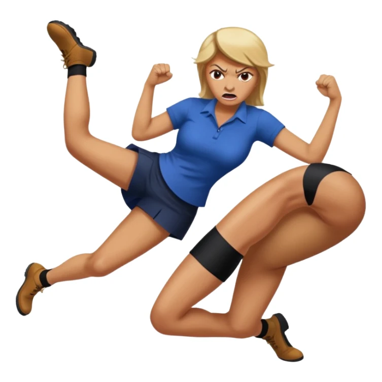 woman kicking donald trump between his legs sticker