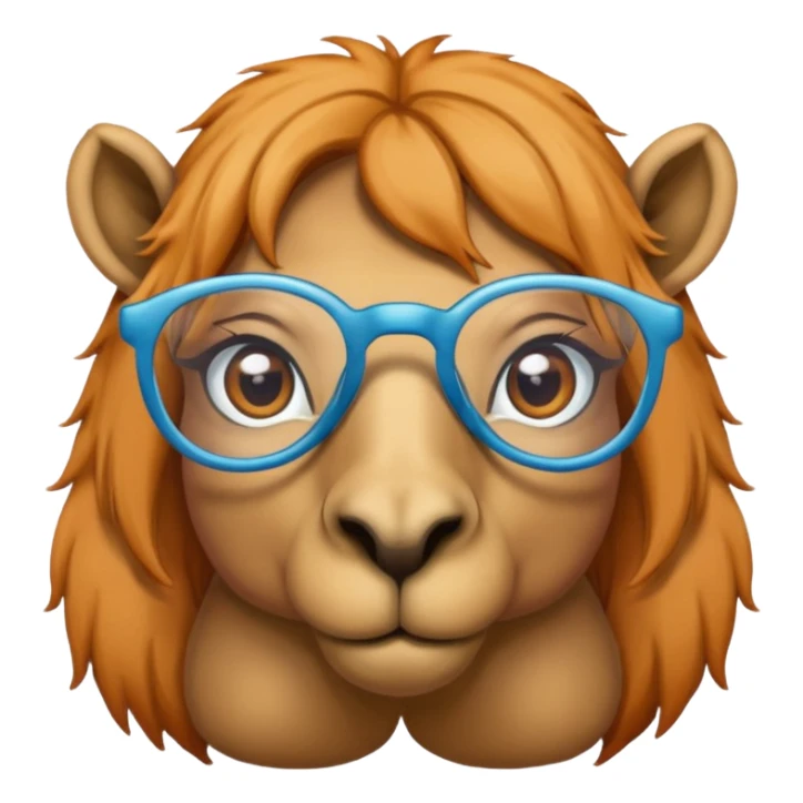 camel face with colored hair and glasses sticker