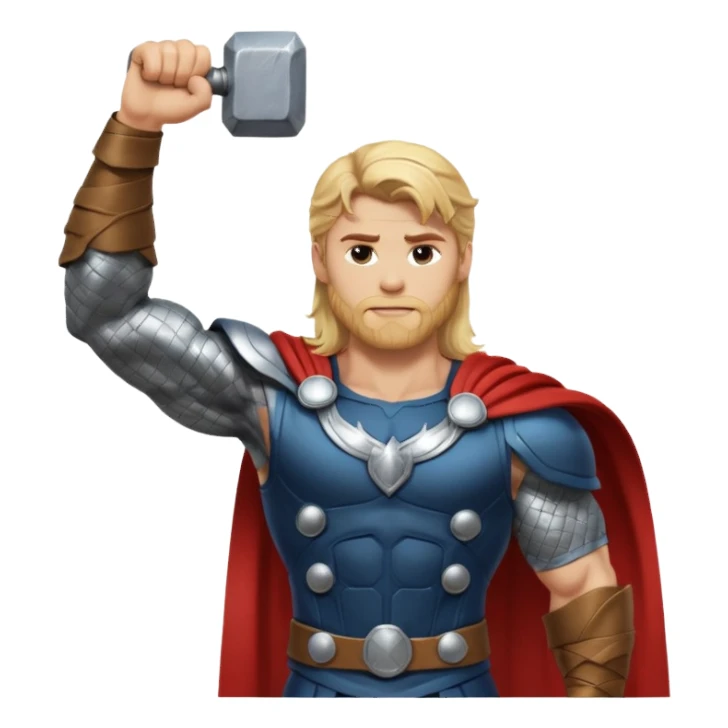 The hero Thor proudly holds justice in his raised hand. sticker
