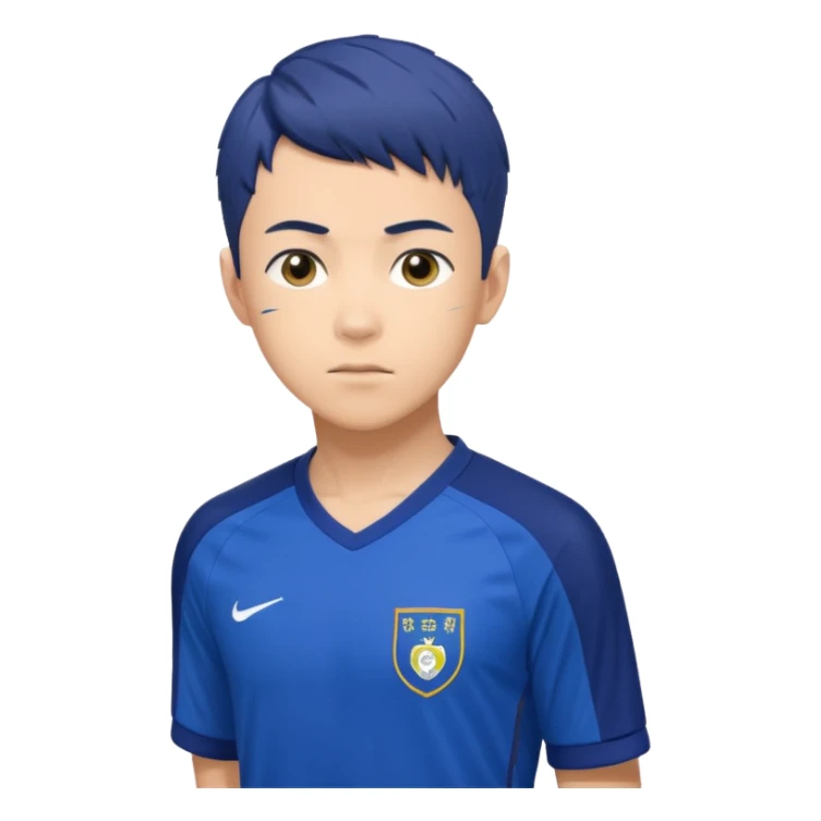 Yoichi Isagi from Blue Lock, determined soccer player with short dark blue hair, Blue Lock uniform, focused expression, dynamic pose sticker