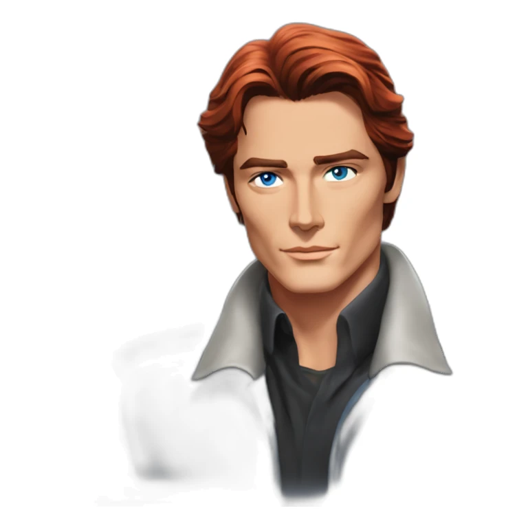 Alain Delon young superhero blue eyes short red hair sticker