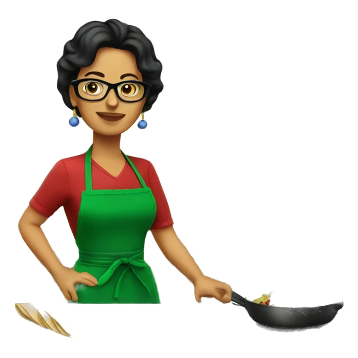 mexican lady green apron  with glasses cooking tacos sticker