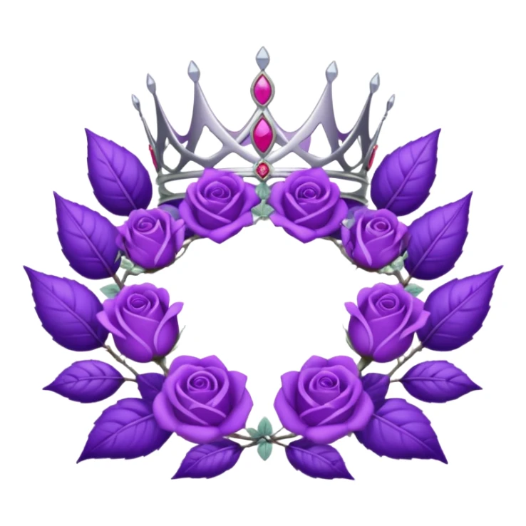 Purple rose with silver tiara and a purple emblem leaf wreath sticker