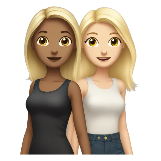 two beautiful girls in love, one blonde one shorter brunette sticker