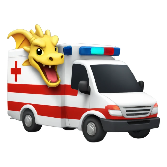 Yellow dragon driving an ambulance inside ambulance as an Emt sticker