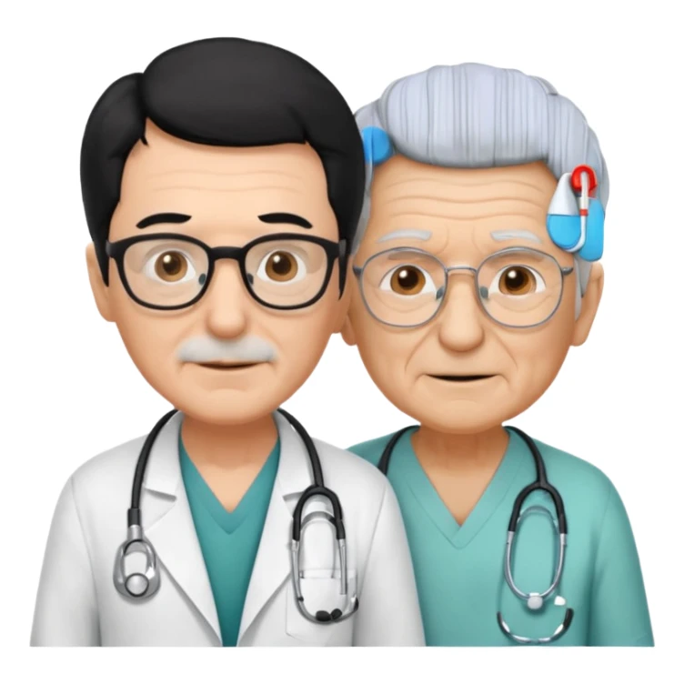 doctor black hair helping to a old man  sticker