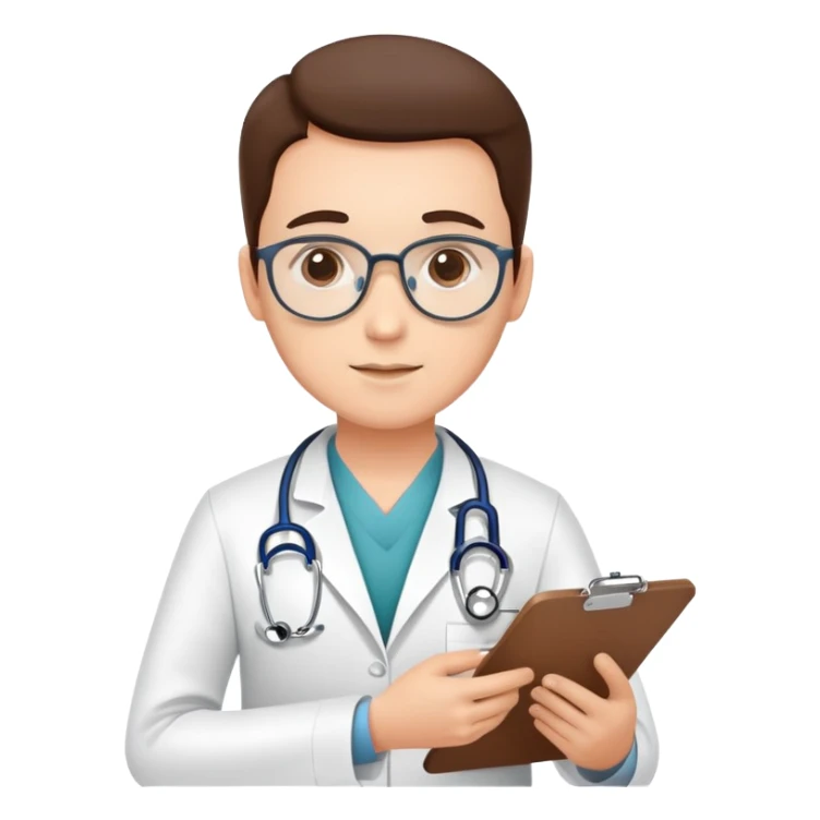 Doctor with clipboard conducting comprehensive medical check-up on patient, routine health examination in clinic sticker