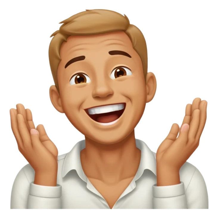 a man holding his neck with two hands  and laughing out loud sticker