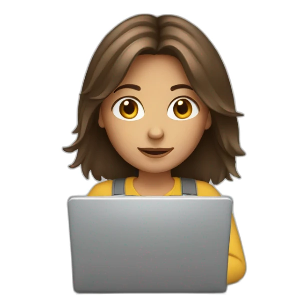 Brown hair girl with a laptop sticker
