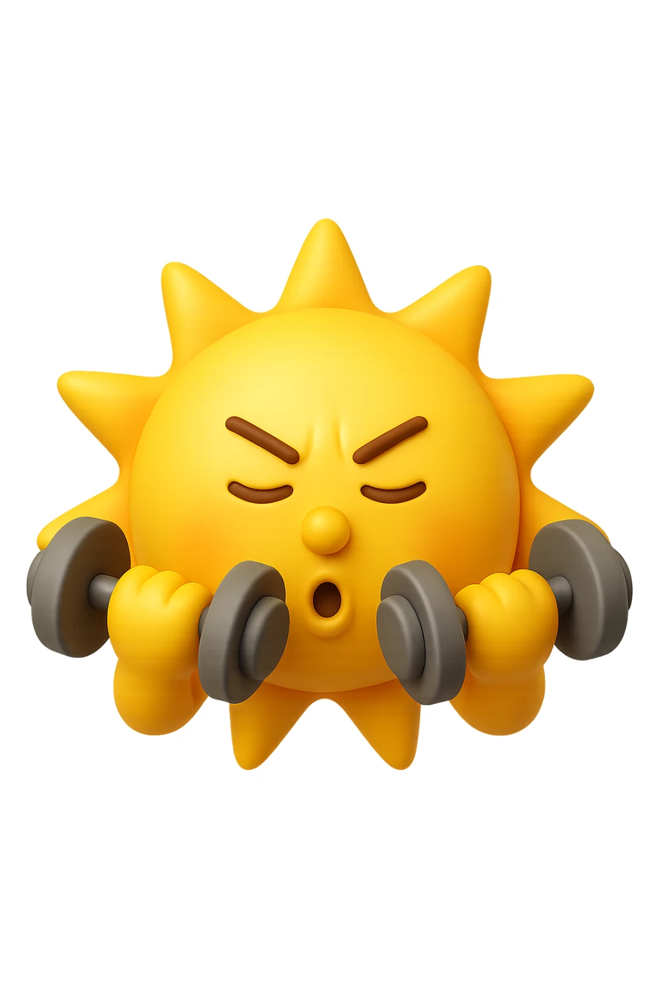 emoji stile iphone 3d di un sole che si allena con i pesi sticker