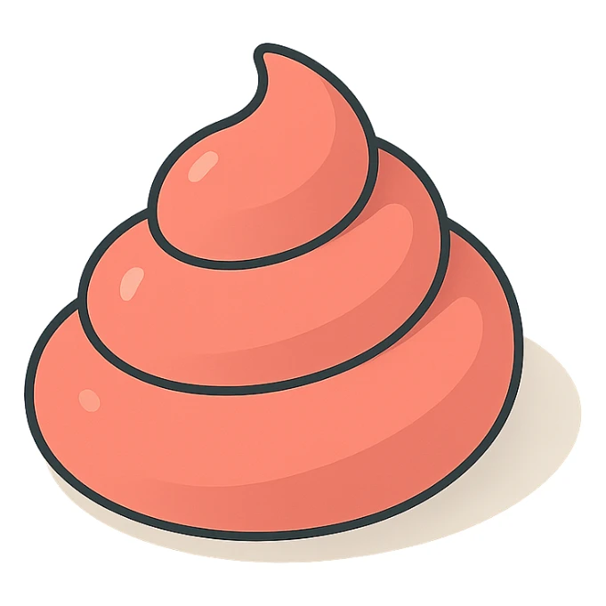 poop, 2D isometric style, soft rounded shapes, detailed shadows and highlights, clean contours, pastel palette, modern illustration sticker