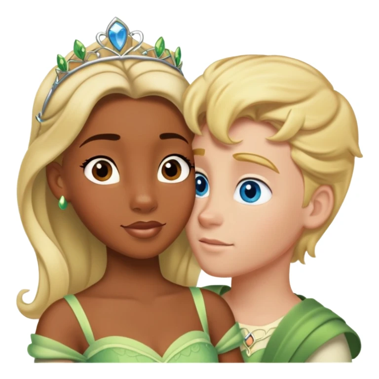 Princesa Tiana enamorada con un chico rubio de ojos azules  sticker