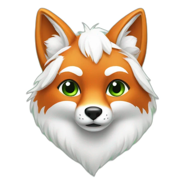 Fox with white fur and a green tail sticker