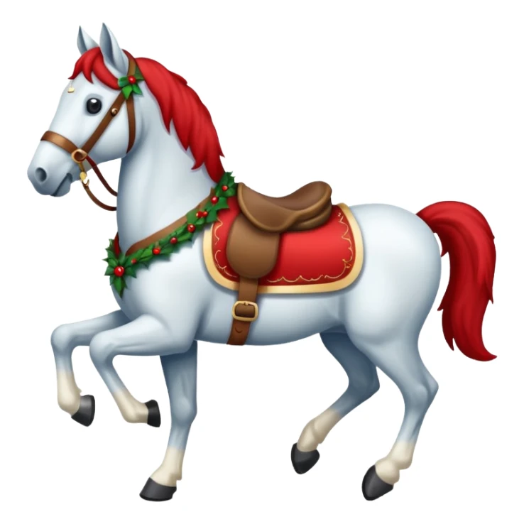 a christmas horse with a red saddle sticker