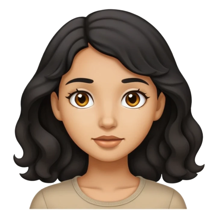 medium tan pretty girl with a little wavy black hair sticker