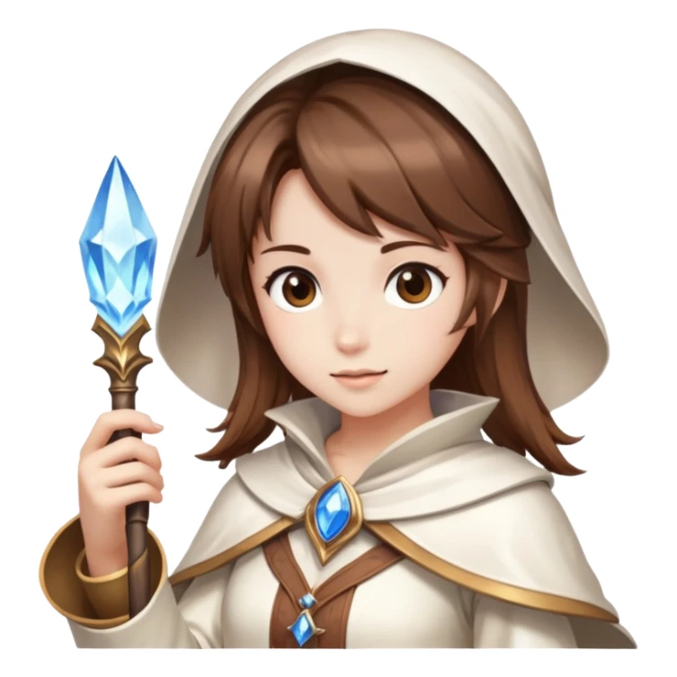 Pretty girl brown hair white mage casting freeze sticker